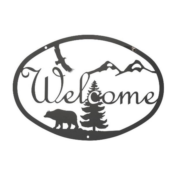 Village Wrought Iron Village Wrought Iron WEL-193 Medium Bear Welcome Sign, WEL-193 WEL-193